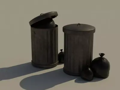 Garbage Can - Lowpoly Cyclinder Garbage Box   Low-poly 3D model