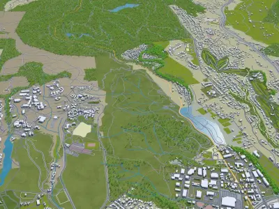 Santa Cruz California USA 20km Low-poly 3D model