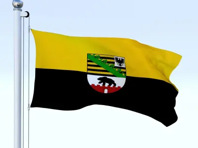 Animated Saxony-Anhalt German State Flag Low-poly 3D model