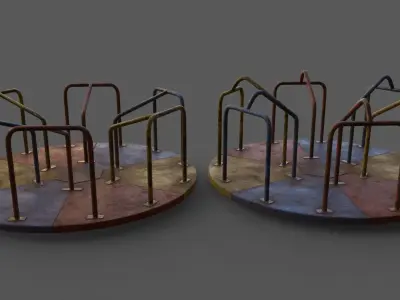 PBR Merry Go Round Roundabout A Low-poly 3D model