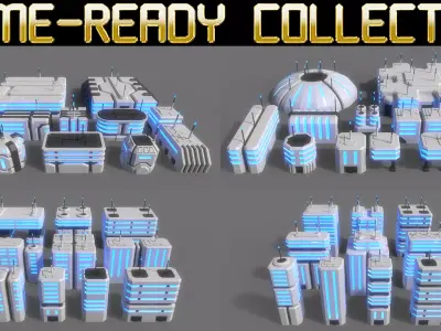  PBR Sci-Fi Building A - 40 Models 3D Model Pack