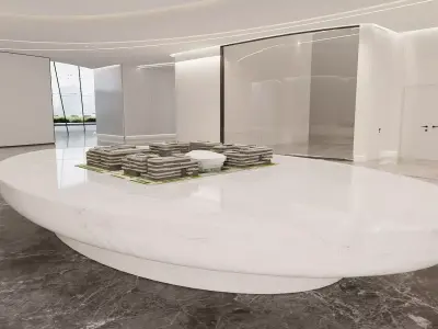 Futuristic White Atrium Lobby Interior 3D model