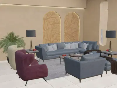 Interactive AR VR Furniture Display Showroom Low-poly 3D model