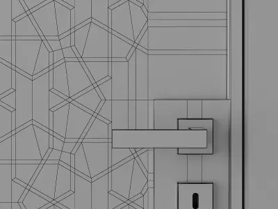 Metal interior door with glazing 3D model