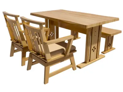 Dining set 4 seat 3D model shop