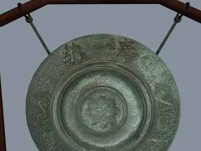Asian gong Low-poly 3D model