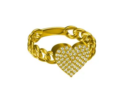 Heart ring Diamond Ultra light Minimal Women 3D print model 3D print model