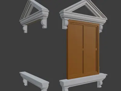 windows 3D window with two arches Free 3D model