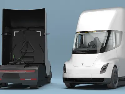  Tesla Semi Electric Truck White 