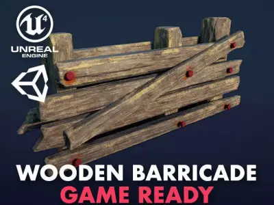 wooden baricade Low-poly 3D model