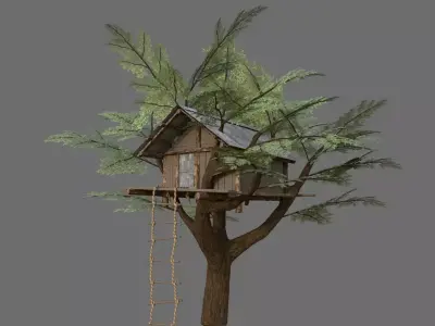 Tree house Low-poly 3D model