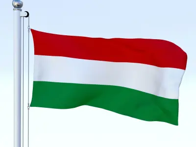 Animated Hungary Flag Low-poly 3D model