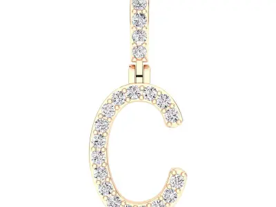 Alphabet C-letter single row pendant 3D print model