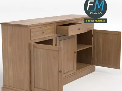 3 door cabinet cupboard 3D model