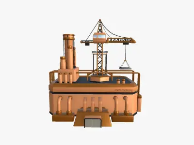 SciFi Factory A04 Orange - Sci Fi Exterior Design Low-poly 3D model