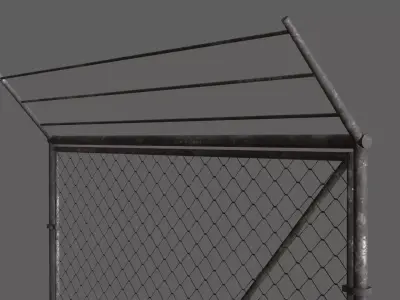 Wire Chain Link Fence Low-poly 3D model