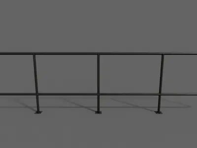 PBR Pedestrian Guard Rail Black V5 Low-poly 3D model