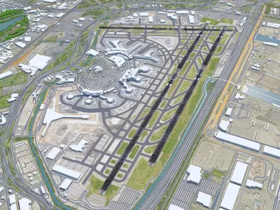Newark Liberty International Airport 10km Low-poly 3D model