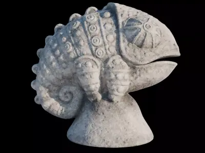 Stone Chameleon Statue Low-poly 3D model