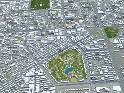 Baotou Inner Mongolia China 80km AI Low-poly 3D model