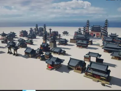 Ancient Chinese architecture Low-poly 3D model by lvcan