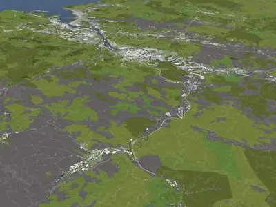 Bilbao 50x50km City Map Model 3D model