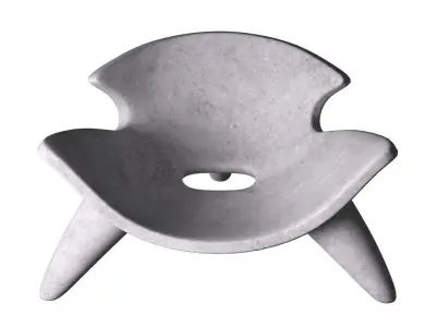Concrete Chair on three legs for street and garden use 3D model