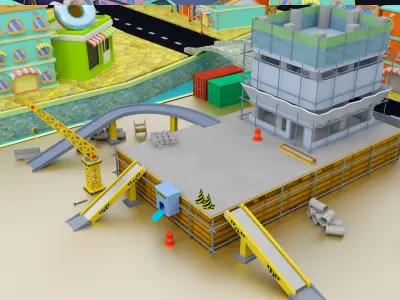 Building Construction  cartoon Low-poly 3D model