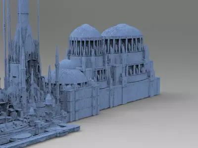 Sci fi City Dome palace model set 3 3D model