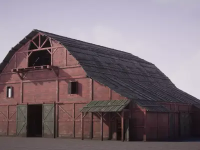 Old West Modular Barn Low-poly 3D model