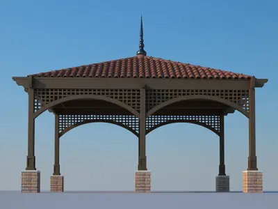 Pergola with roof tiles 3D model