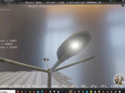 Street Light 1 Galvanized 10000mm 4F Low-poly 3D model