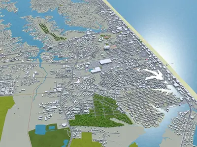 Virginia Beach Virginia USA 60km Low-poly 3D model