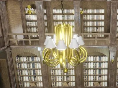 old style library interior Low-poly 3D model