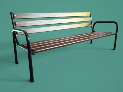 Park bench Low-poly 3D model