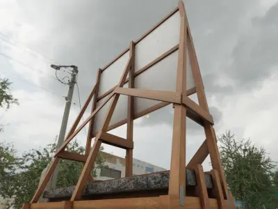  Wooden Billboard For Construction Sites 2 Low-poly 3D model