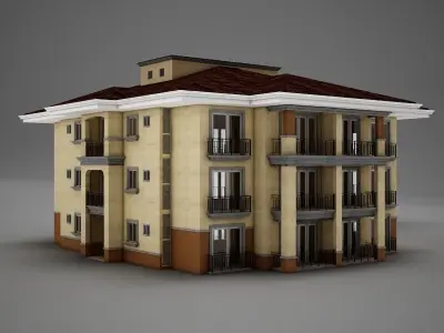 Modern Tropical Latin Mexican Beach Tower Hotel Hacienda medium 3D model