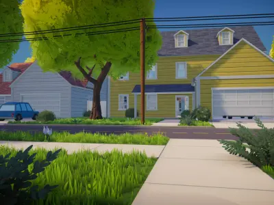 Stylized Cartoon House Interior Exterior Low-poly 3D model