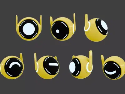 Pipo - Cute mini CCTV robot rigged Low-poly 3D model