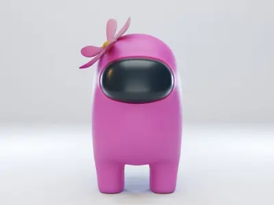 Among Us Flower Hat Character 3D model