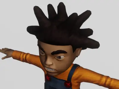 Toony Black Man Rapper Character - Rigged Low-poly 3D model