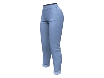 Ladies Boyfriend Jeans Pants Low-poly 3D model