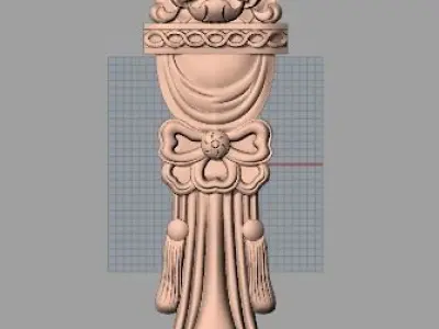 Door Post flower 3D STL Model for CNC Router Carving E951 3D model
