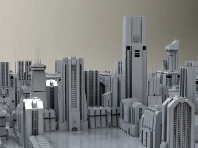  Star Wars - 14 SCIFI IMPERIAL FUTURISTIC BUILDINGS PACK Low-poly 3D model