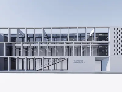 gallery building Low-poly 3D model