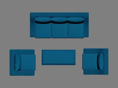 Wicker Lounge Set - Minimalist Edition 3D model