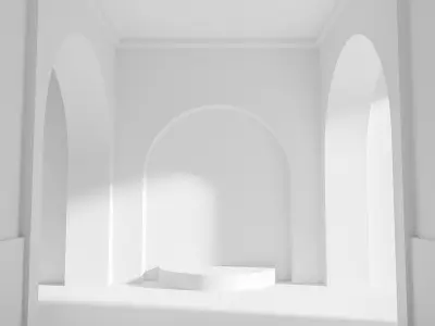 White room with archway and pedestal 3D model