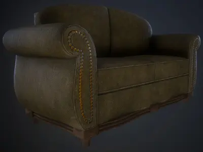 Dirty sofa Low-poly 3D model