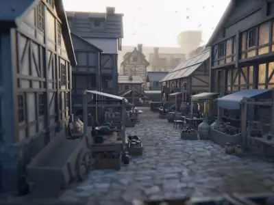 Simple Medieval House Pack Low-poly 3D model