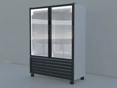 Refrigerator double glass door 3D model